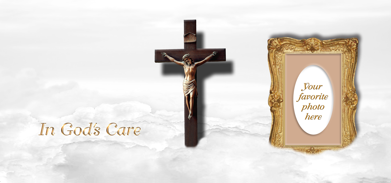 In Gods Care Clouds (Crucifix) White